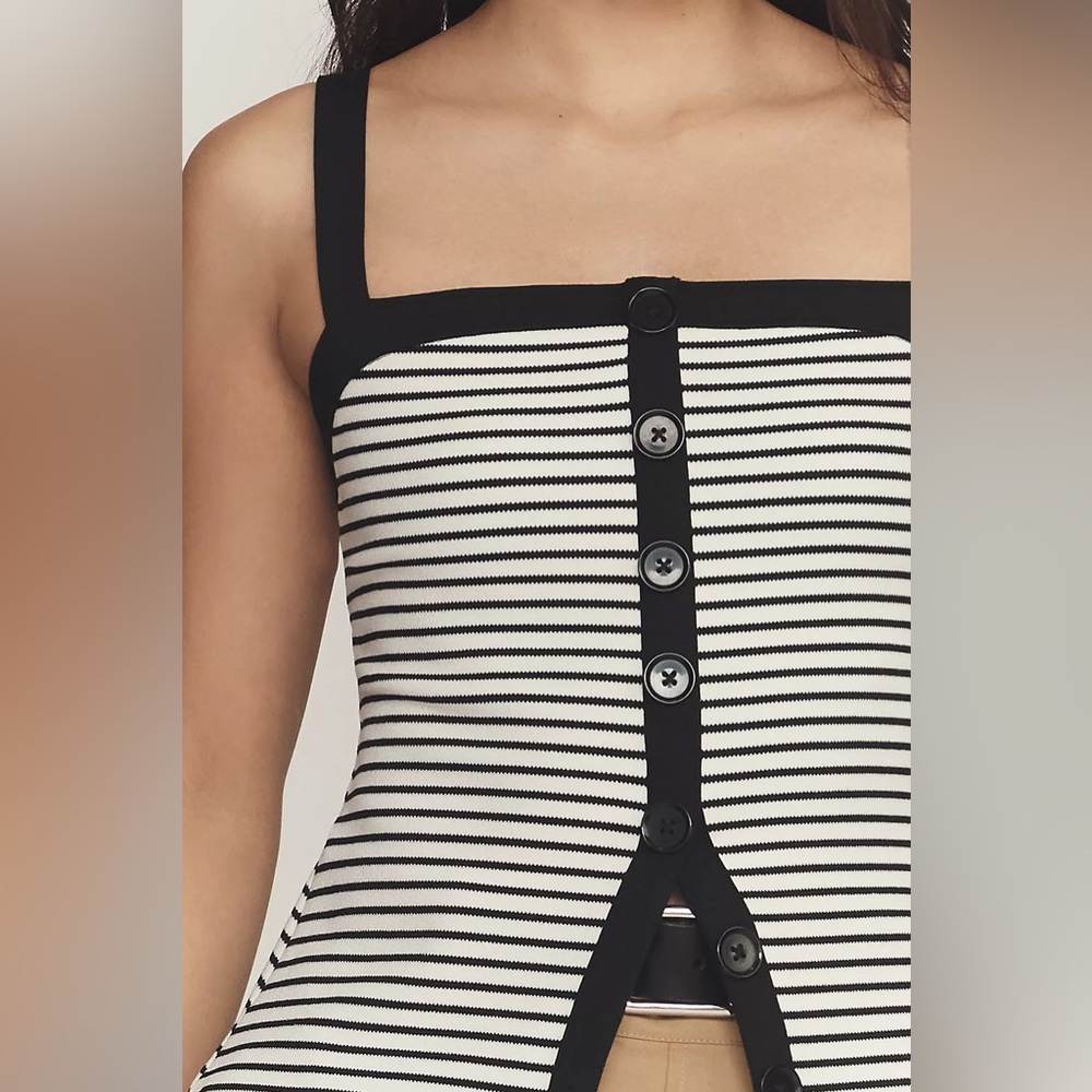 Anthropologie Maeve Square-Neck Button-Front Tank Top Pre Owned Worn Once Size M - Picture 4 of 4